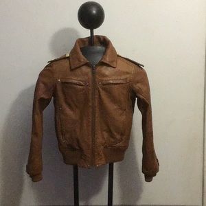 True Religion hooded leather jacket